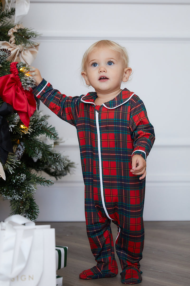 Baby hot sale tartan sleepsuit