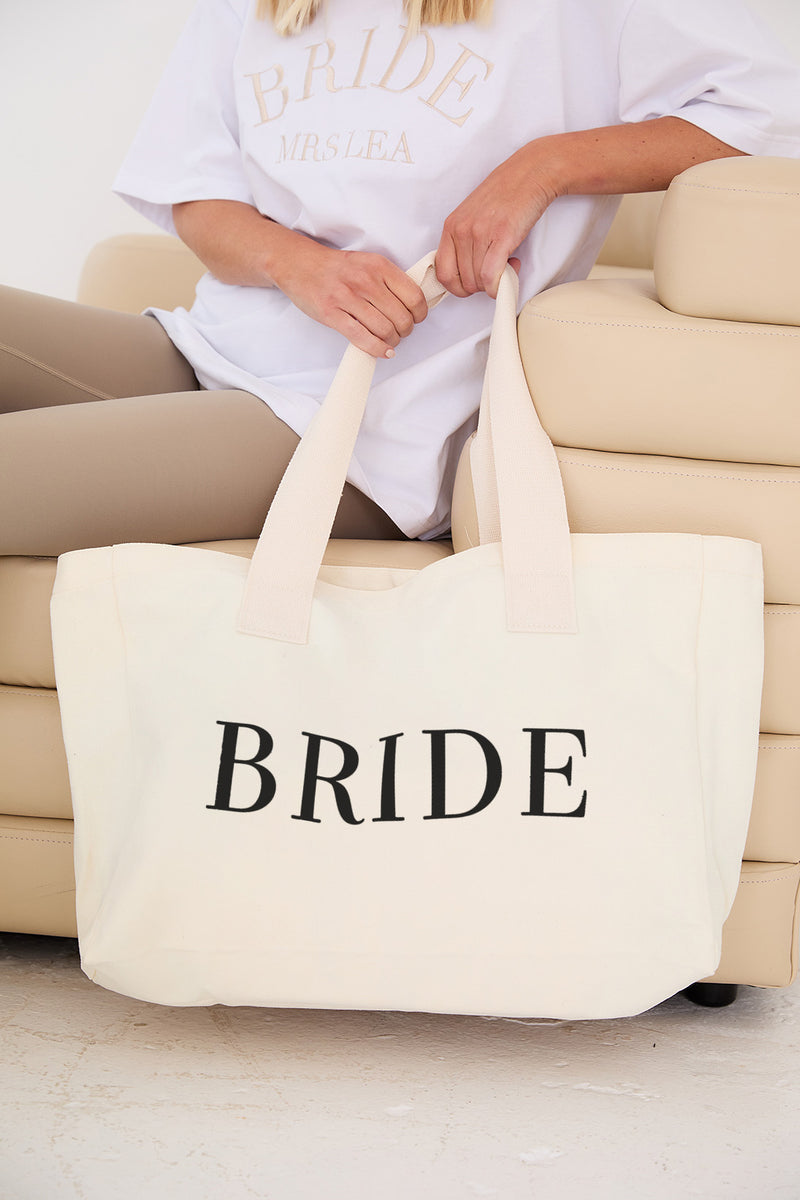 Personalised Bride Canvas Tote Bag Ivory Ha Designs Ltd