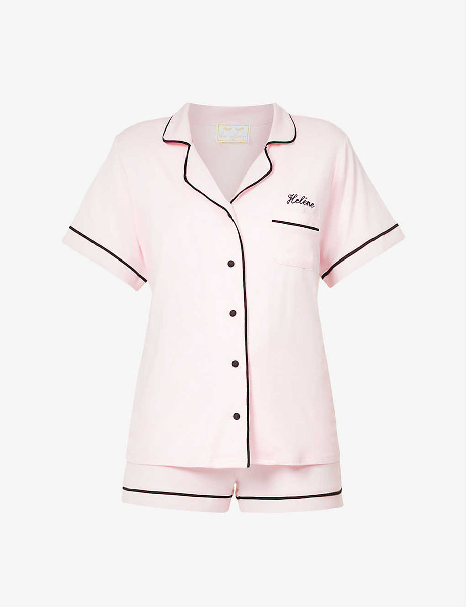 Personalised Jersey Short Sleeve Pyjama Set - Pink – HA Designs LTD